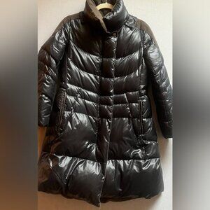 Time Duck Feather Down Puffer Jacket Mid Length Black Size M